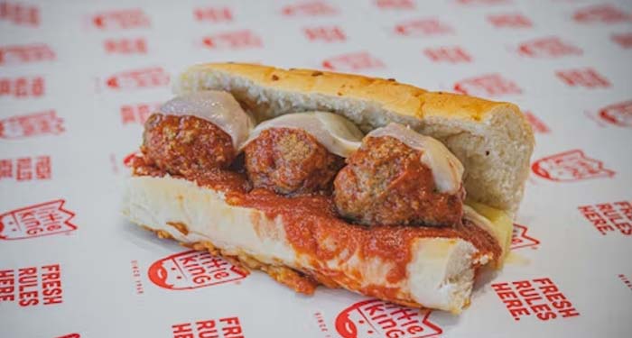 Meatball sub from the Little King hot royalty sandwich menu at the local Nebraska restaurant